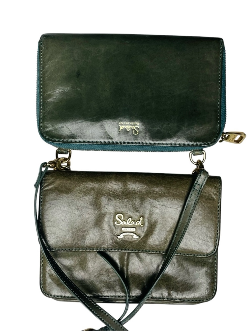 Salad Hong Kong Leather 2 in 1 Transformer Crossbody Clutch Detachable Wallet